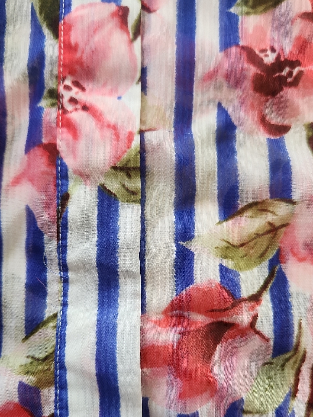 Talbots Striped Floral Long Sleeve Button Down Chiffon Blouse Size 2X - Picture 5 of 12